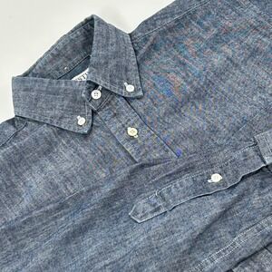 Gustin Chambray Button Down Shirt Mens M Blue Long Sleeve Made in USA